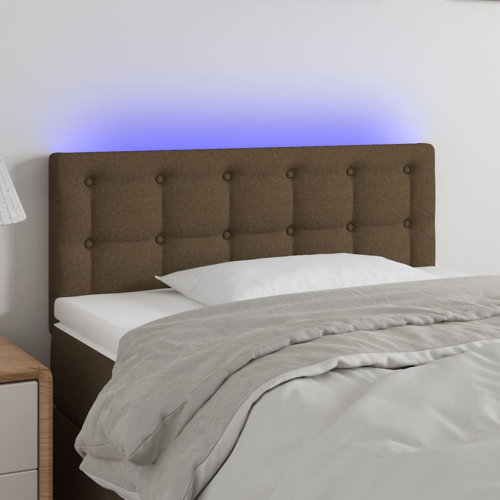 vidaXL Tête de lit à LED marron foncé 90x5x78/88 cm Tissu