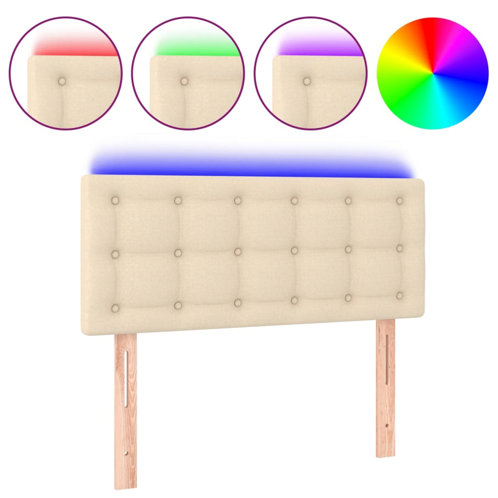 vidaXL Tête de lit à LED crème 90x5x78/88 cm tissu