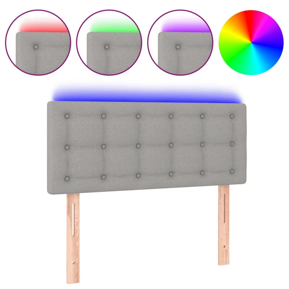 vidaXL Tête de lit LED gris clair 100x5x78/88 cm tissu
