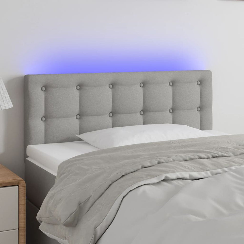vidaXL Tête de lit LED gris clair 100x5x78/88 cm tissu