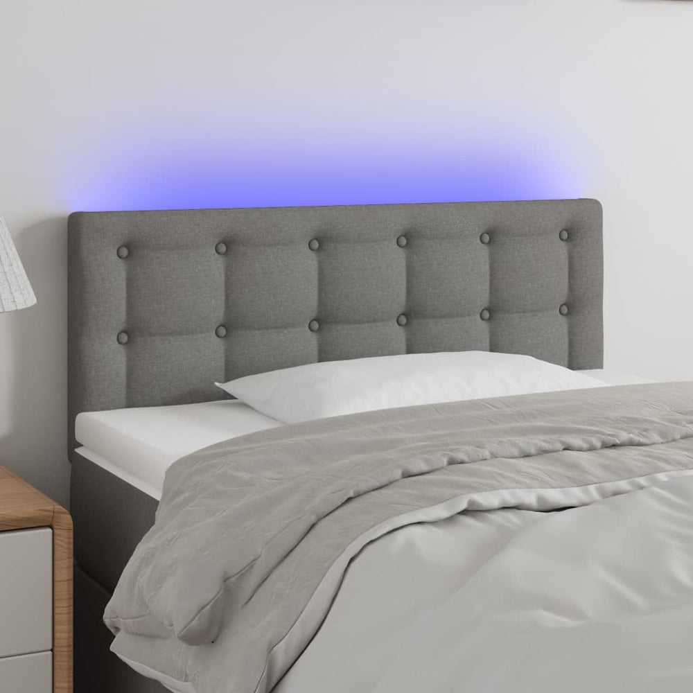 vidaXL Tête de lit à LED gris foncé 100x5x78/88 cm Tissu
