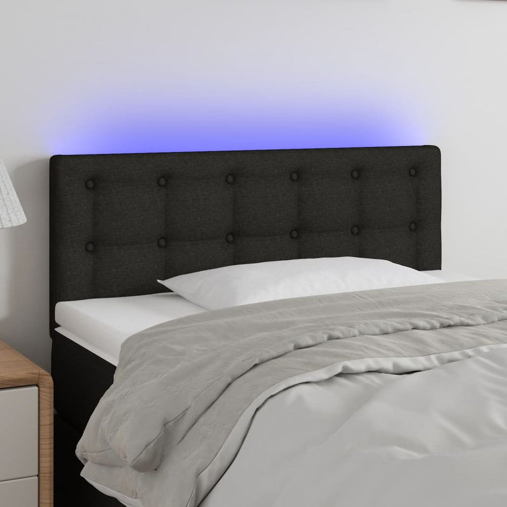 vidaXL Tête de lit à LED Tissu Noir 100x5x78/88 cm