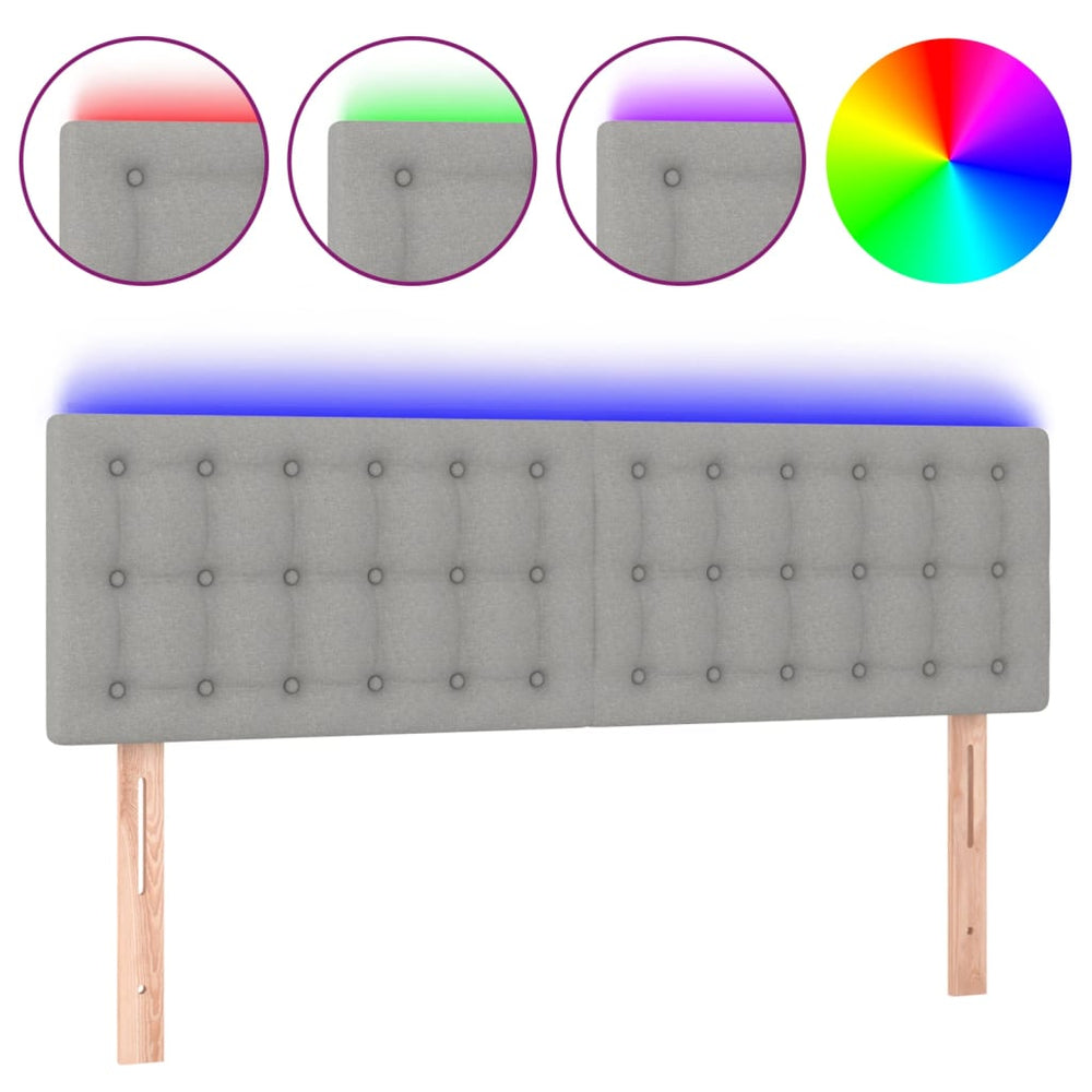 vidaXL Tête de lit LED Gris clair 144x5x78/88 cm Tissu