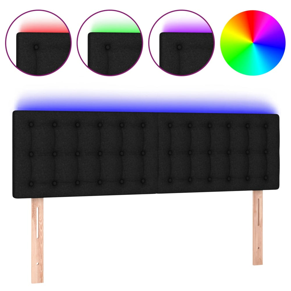 vidaXL Tête de lit à LED noire 144x5x78/88 cm Tissu