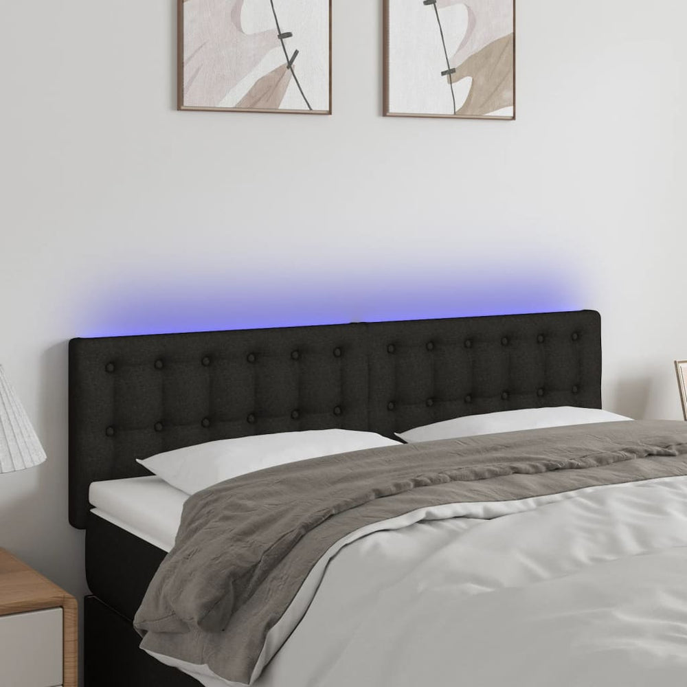 vidaXL Tête de lit à LED noire 144x5x78/88 cm Tissu