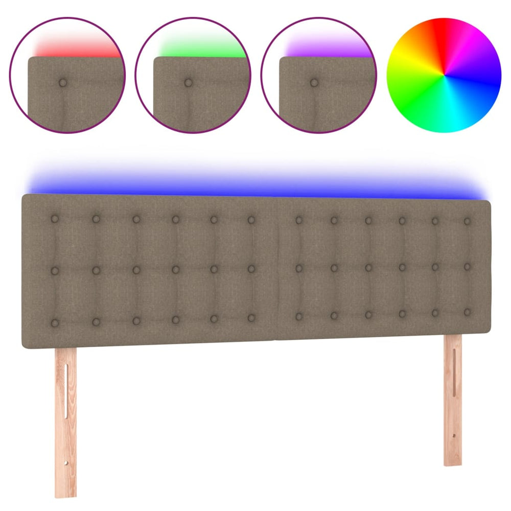 vidaXL Tête de lit à LED Taupe 144x5x78/88 cm Tissu