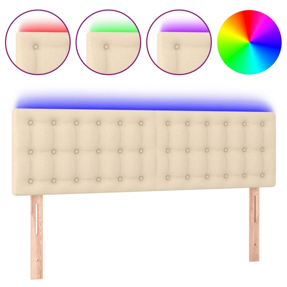 vidaXL Tête de lit LED crème 144x5x78/88 cm tissu