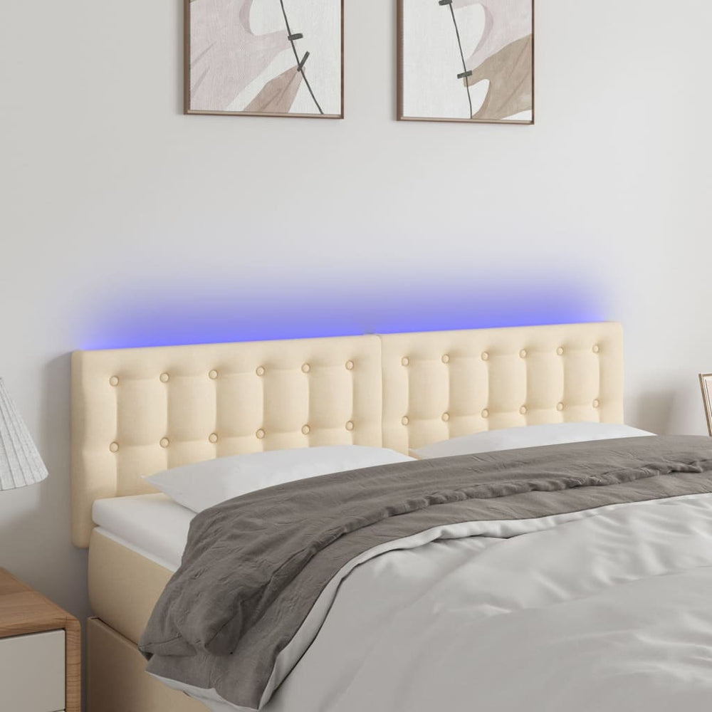 vidaXL Tête de lit LED crème 144x5x78/88 cm tissu