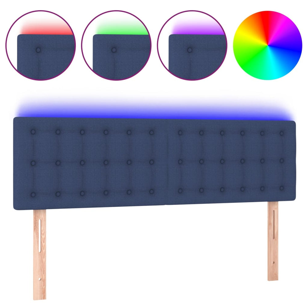 vidaXL Tête de lit à LED bleue 144x5x78/88 cm Tissu