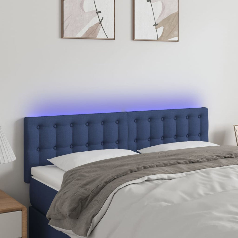 vidaXL Tête de lit à LED bleue 144x5x78/88 cm Tissu