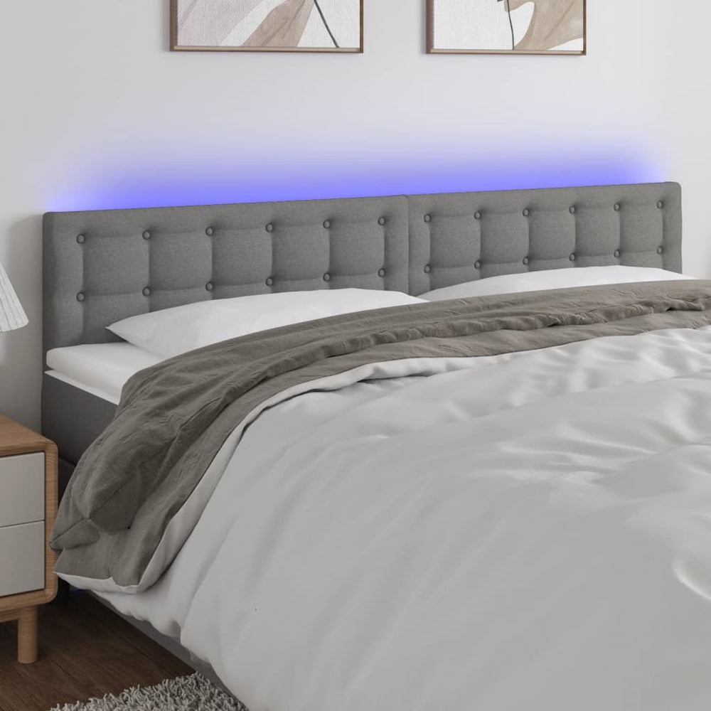 vidaXL Tête de lit à LED gris foncé 160x5x78/88 cm Tissu