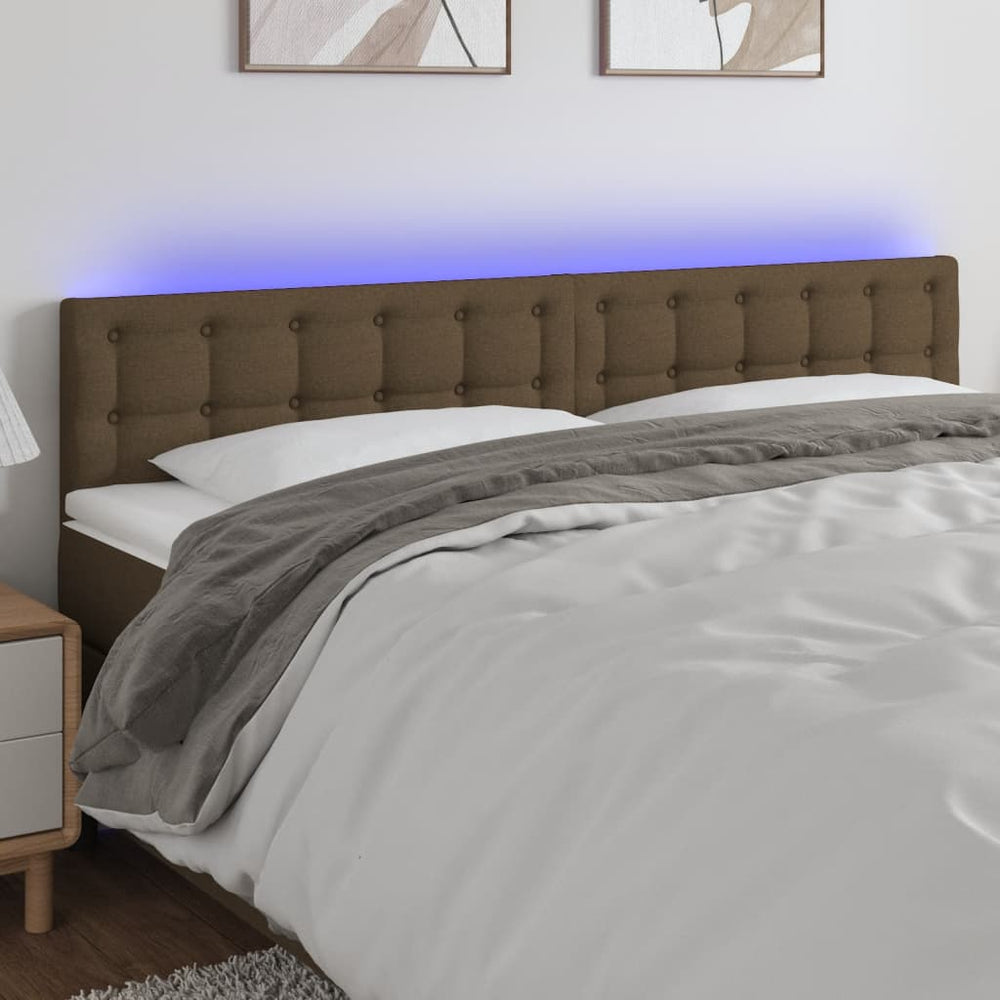 vidaXL Tête de lit à LED marron foncé 160x5x78/88 cm Tissu