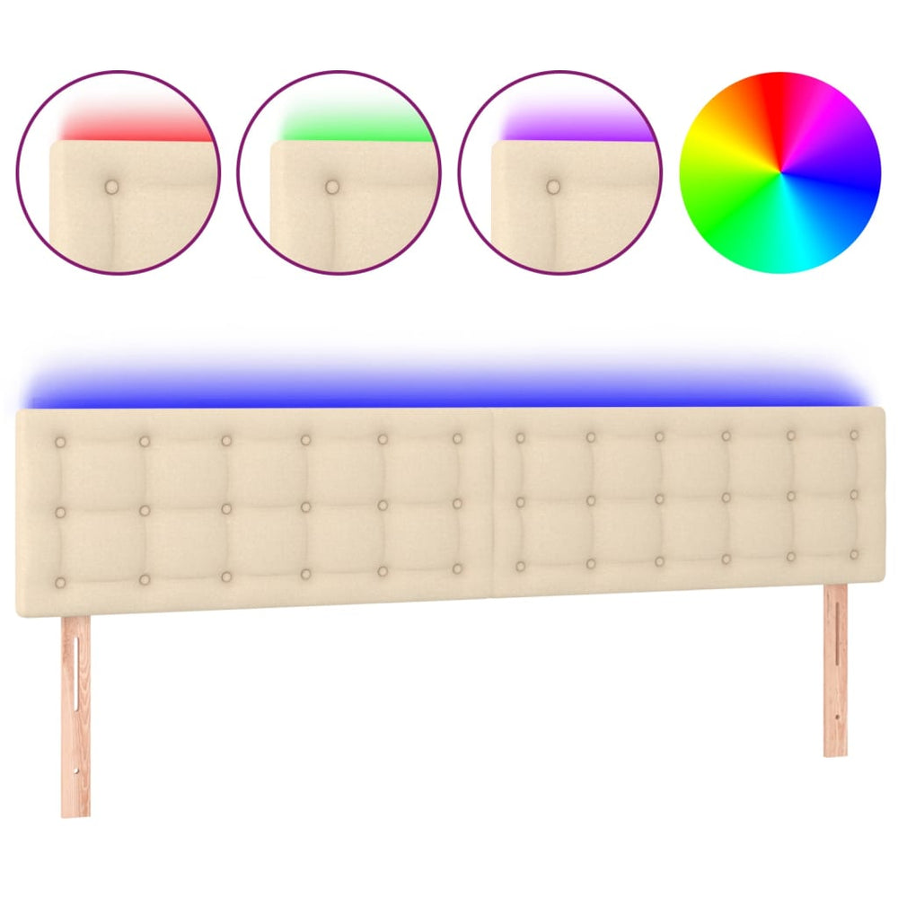 vidaXL Tête de lit à LED crème 160x5x78/88 cm tissu