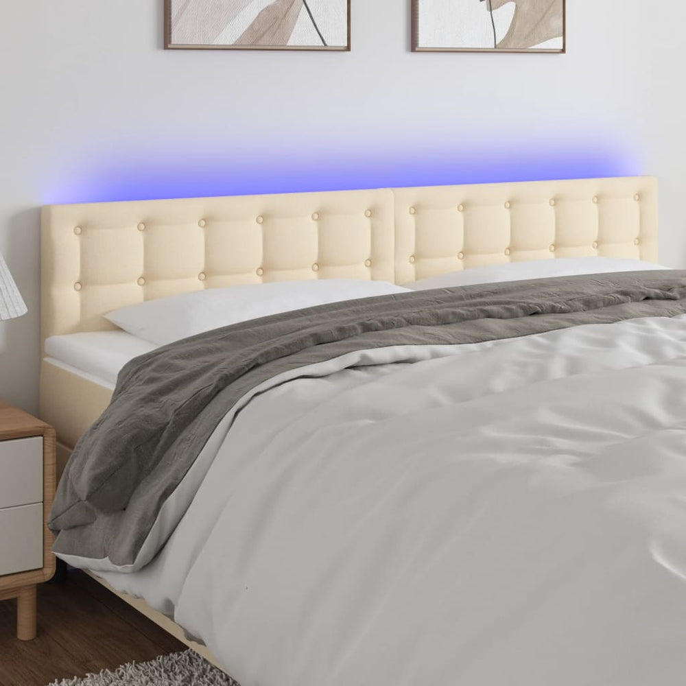 vidaXL Tête de lit à LED crème 160x5x78/88 cm tissu