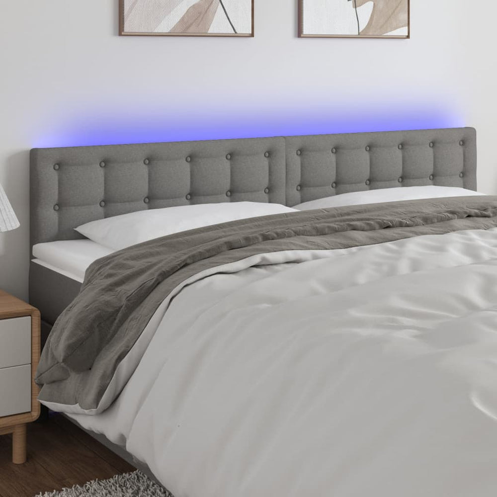 vidaXL Tête de lit à LED gris foncé 180x5x78/88 cm Tissu