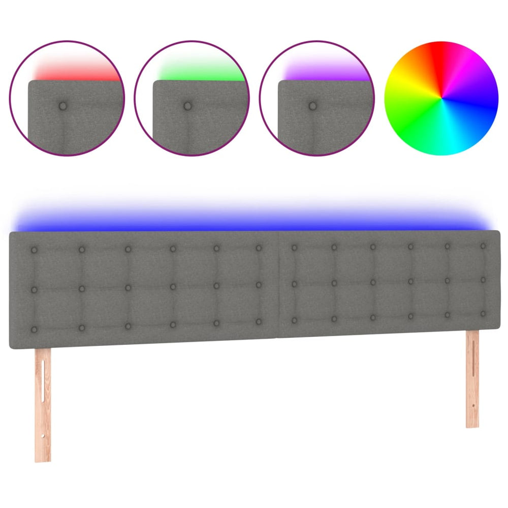 vidaXL Tête de lit LED Gris foncé 200x5x78/88 cm Tissu