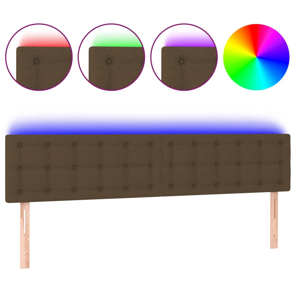 vidaXL Tête de lit LED Marron foncé 200x5x78/88 cm Tissu