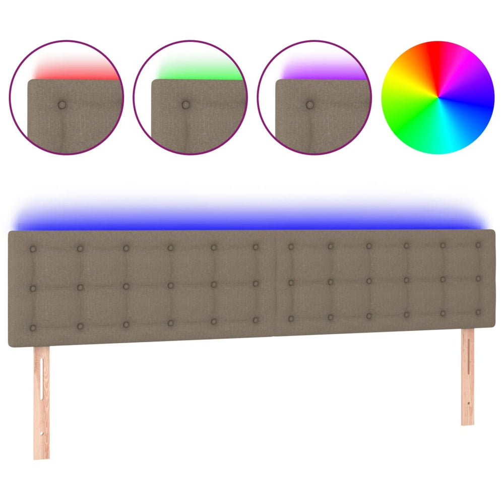 vidaXL Tête de lit LED taupe 200x5x78/88 cm tissu
