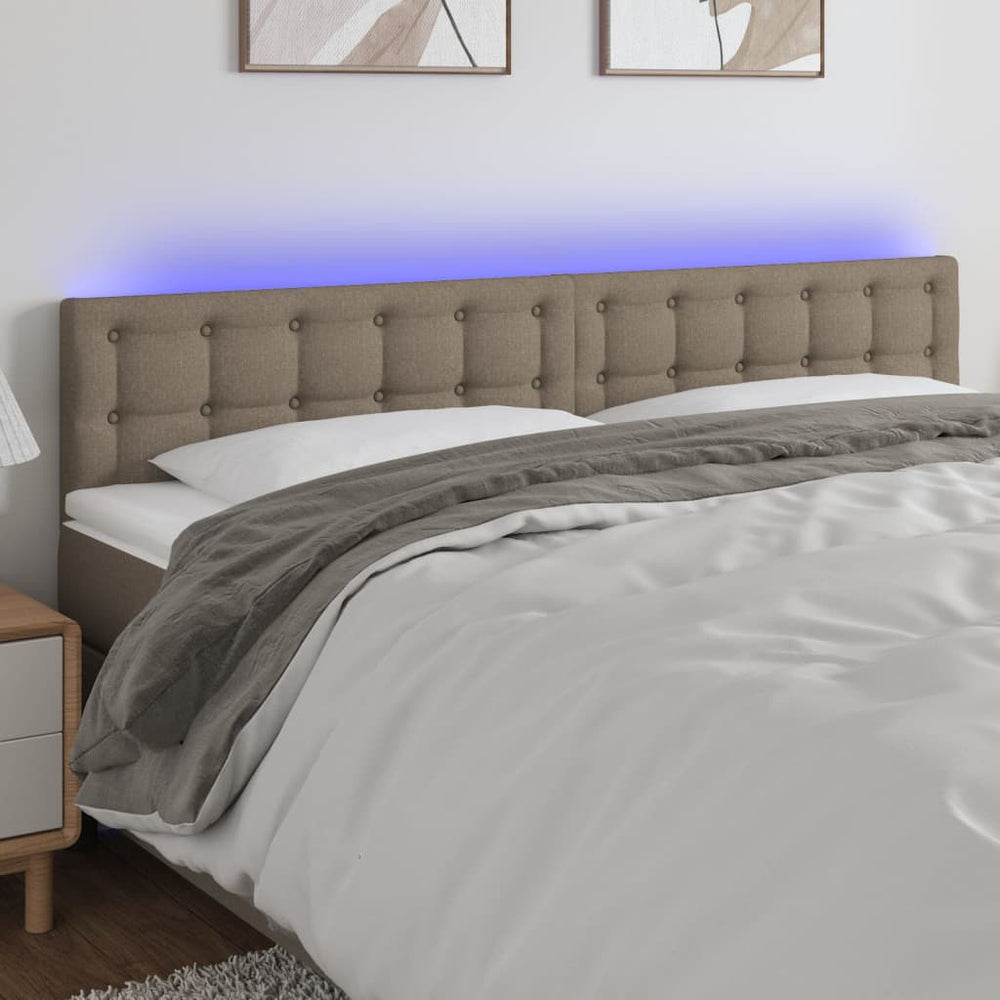 vidaXL Tête de lit LED taupe 200x5x78/88 cm tissu