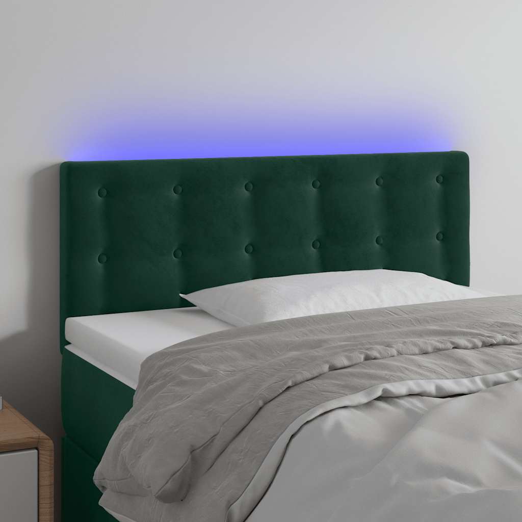 LED Kopfteil Dunkelgrün 80x5x78/88 cm Samt