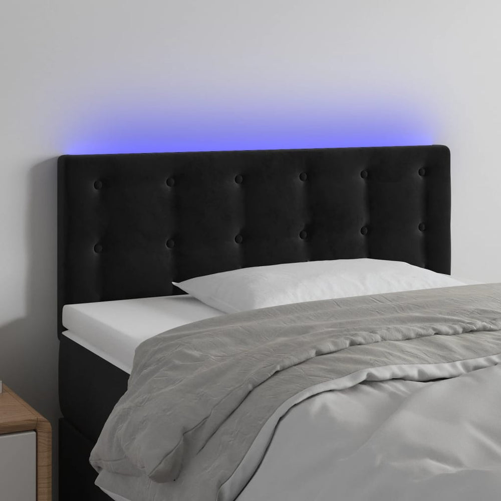 vidaXL Tête de lit à LED Velours Noir 90x5x78/88 cm