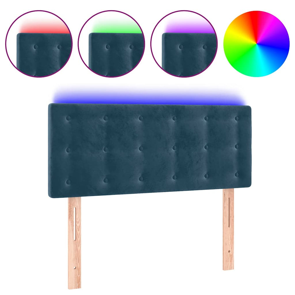 vidaXL Tête de lit à LED Bleu foncé 90x5x78/88 cm Velours