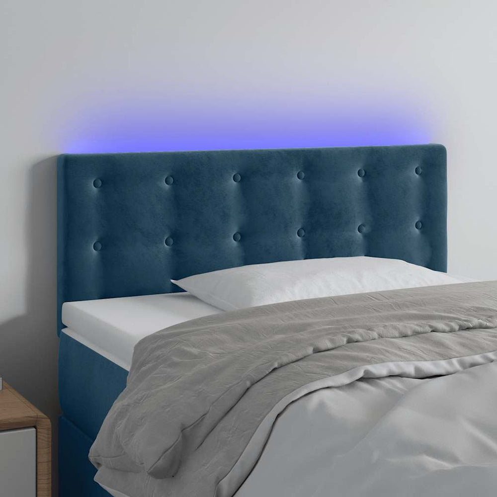 vidaXL Tête de lit à LED Bleu foncé 90x5x78/88 cm Velours