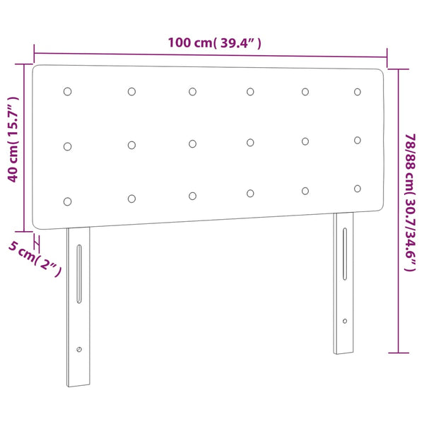 vidaXL Tête de lit à LED Gris clair 100x5x78/88 cm Velours