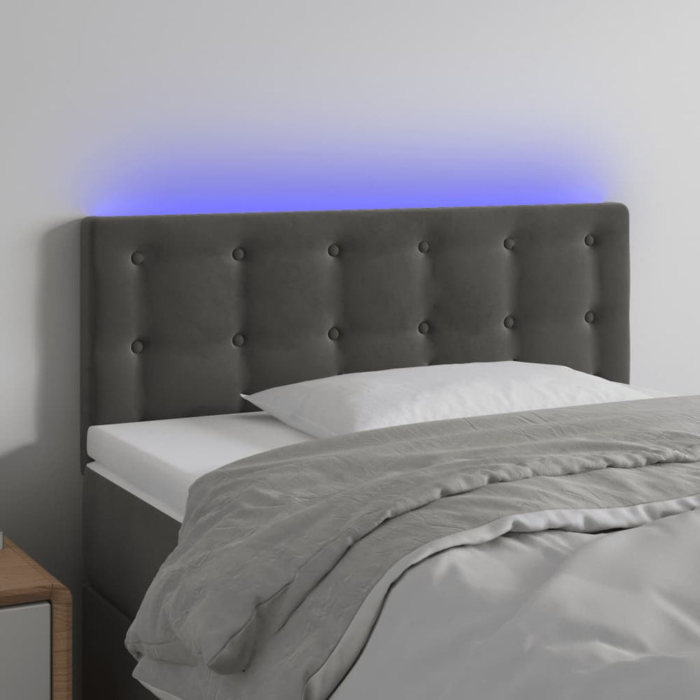 vidaXL Tête de lit à LED gris foncé 100x5x78/88 cm velours