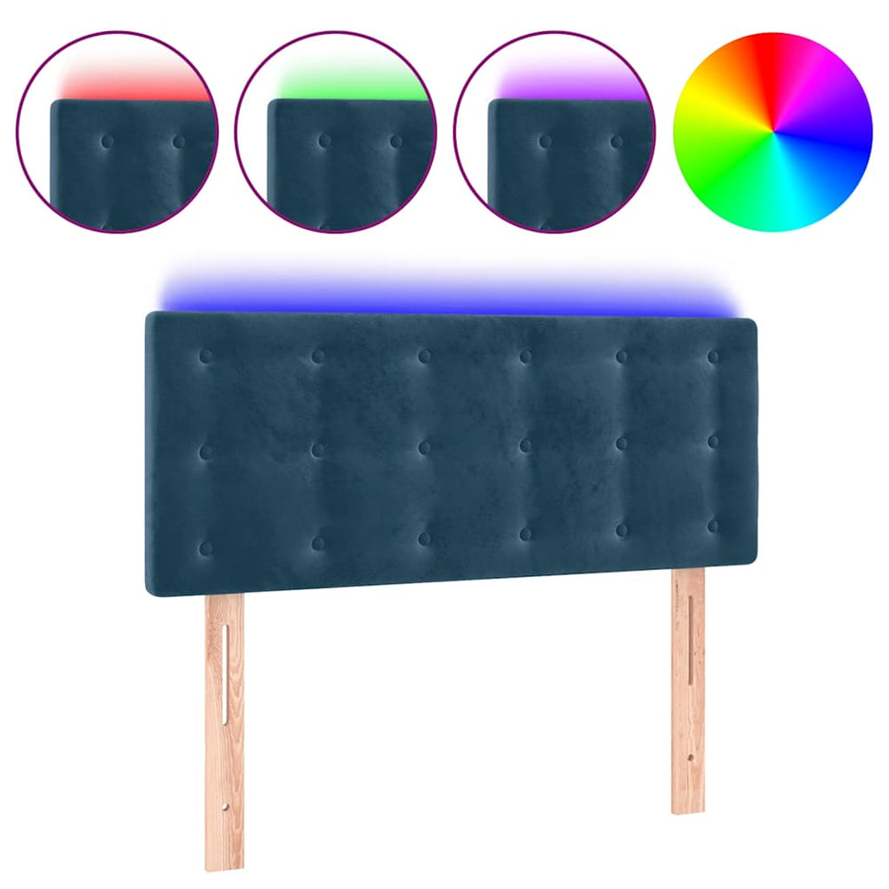vidaXL Tête de lit à LED bleu foncé 100x5x78/88 cm velours