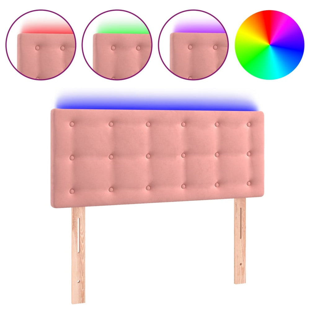 vidaXL Tête de lit à LED Rose 100x5x78/88 cm Velours
