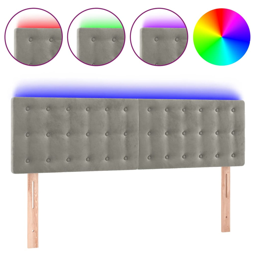 vidaXL Tête de lit LED gris clair 144x5x78/88 cm Velours