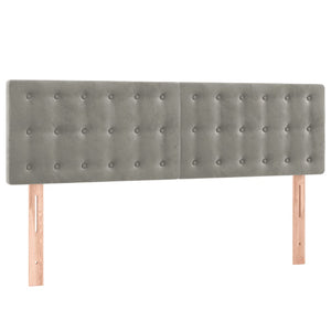 LED Kopfteil Hellgrau 144x5x78/88 cm Samt