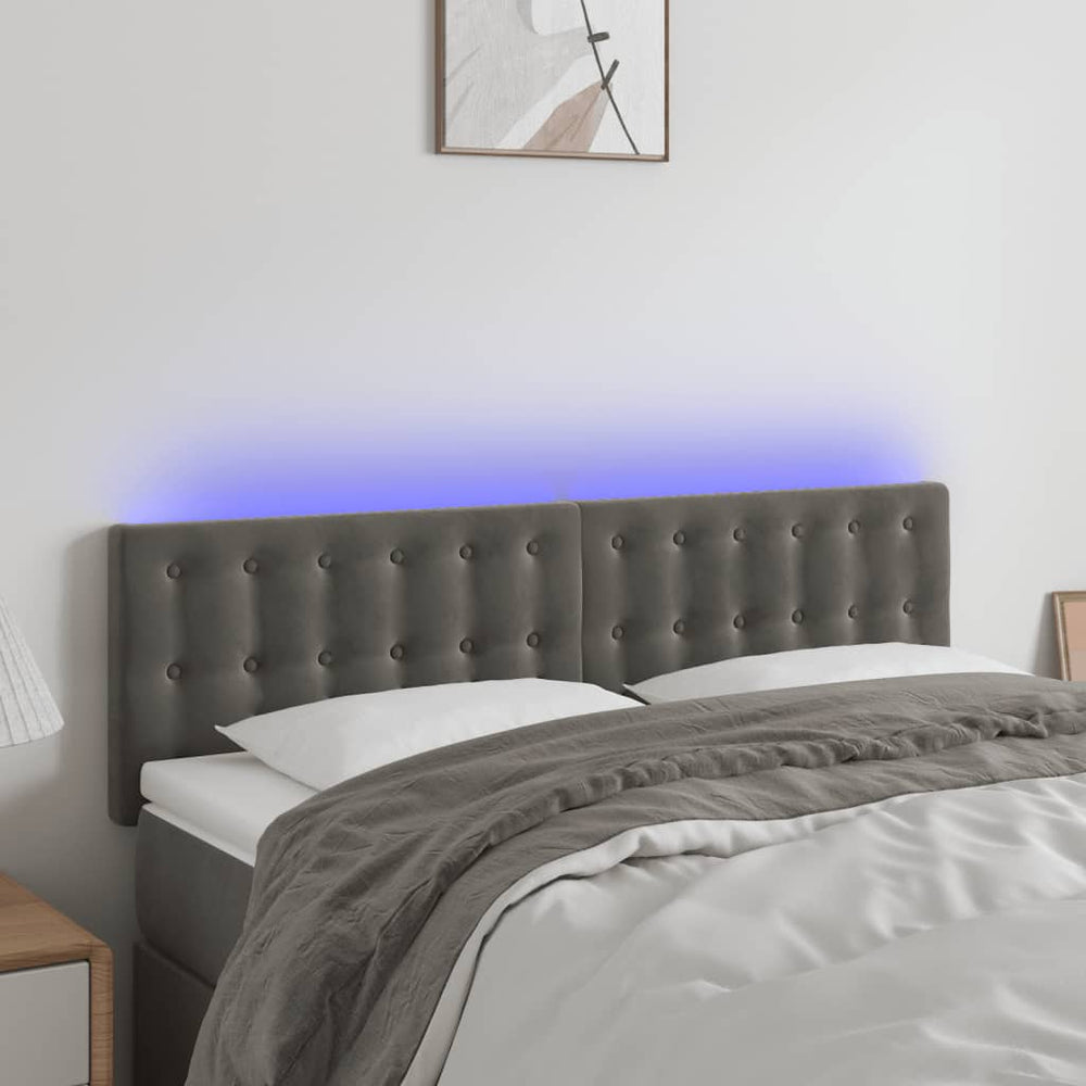 vidaXL Tête de lit à LED gris foncé 144x5x78/88 cm velours