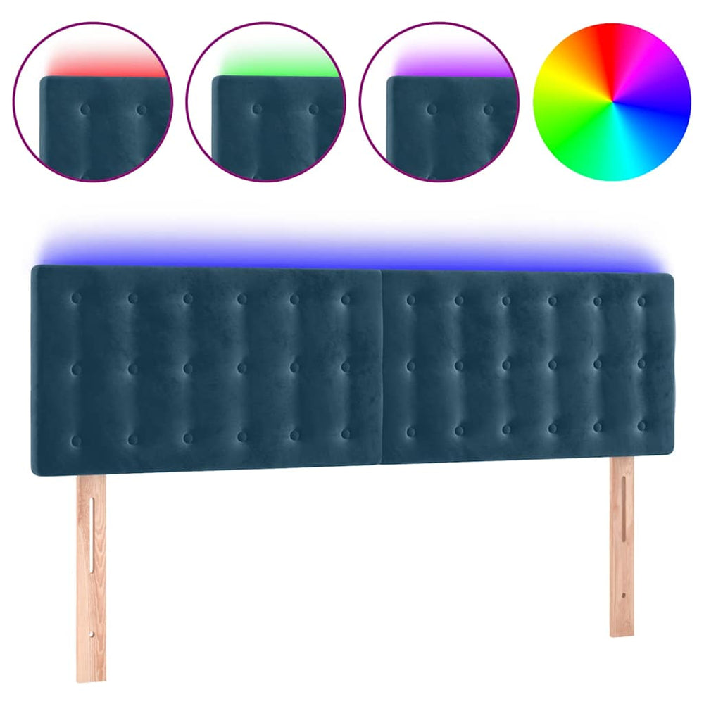 vidaXL Tête de lit à LED Bleu Foncé 144x5x78/88 cm Velours