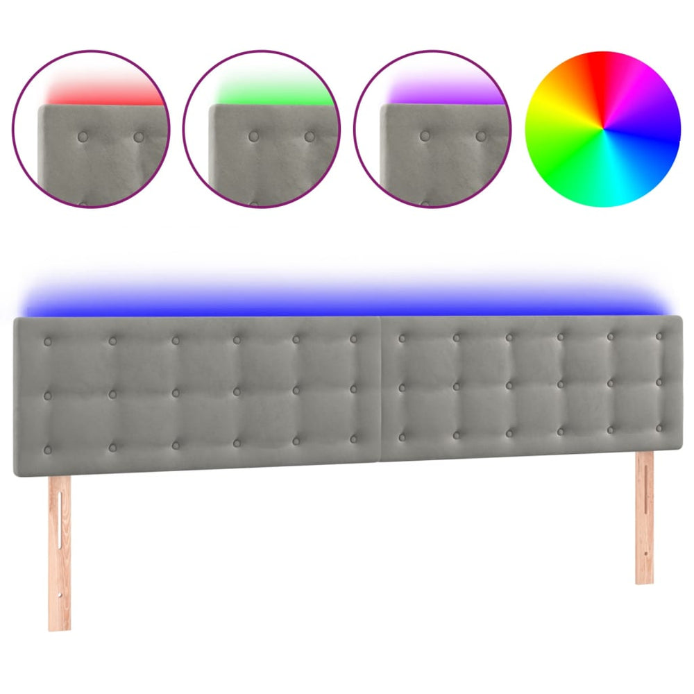 vidaXL Tête de lit à LED Gris clair 160x5x78/88 cm Velours