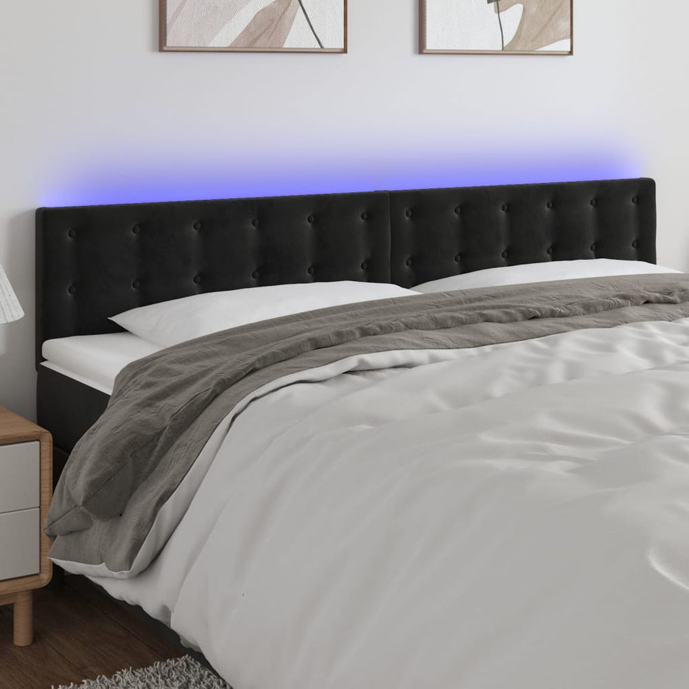 vidaXL Tête de lit à LED noire 160x5x78/88 cm Velours