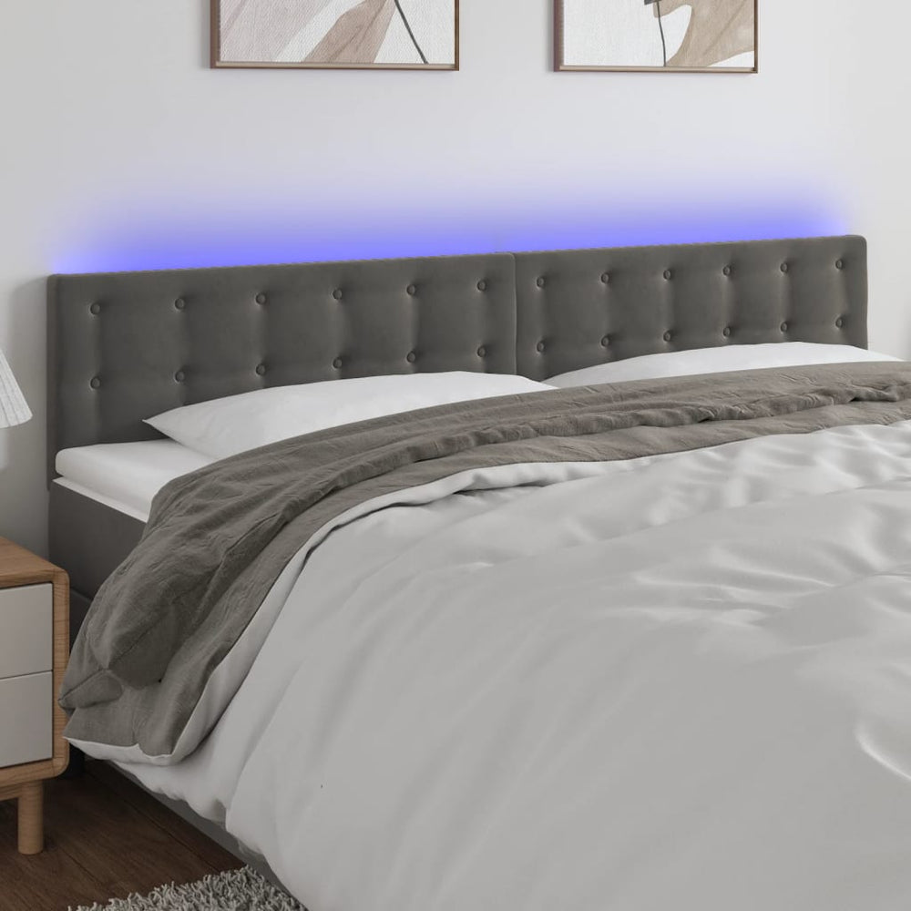 vidaXL Tête de lit à LED gris foncé 180x5x78/88 cm Velours