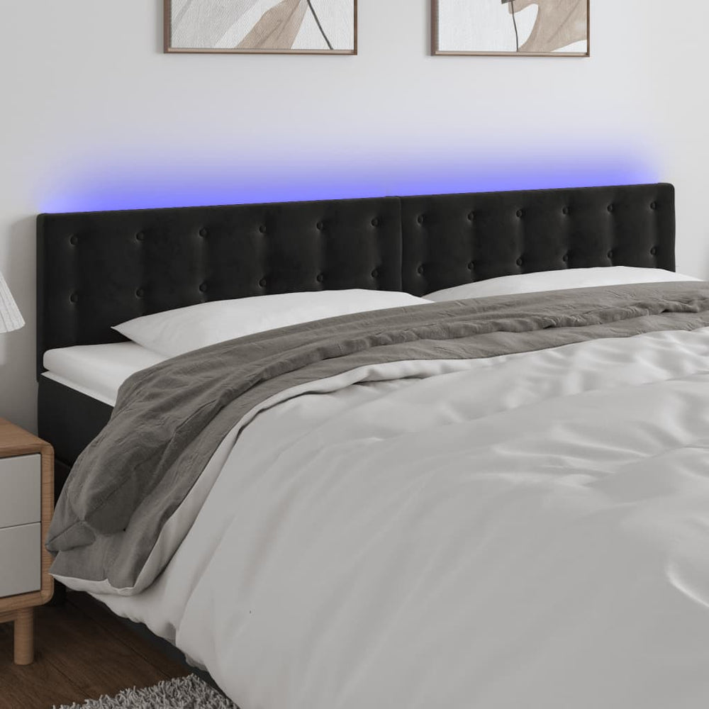 vidaXL Tête de lit à LED Velours noir 180x5x78/88 cm