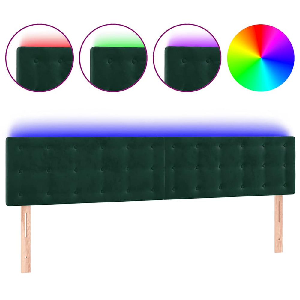 vidaXL Tête de lit LED vert foncé 180x5x78/88 cm Velours