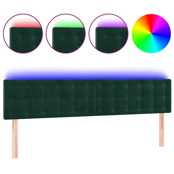 LED Kopfteil Dunkelgrün 180x5x78/88 cm Samt