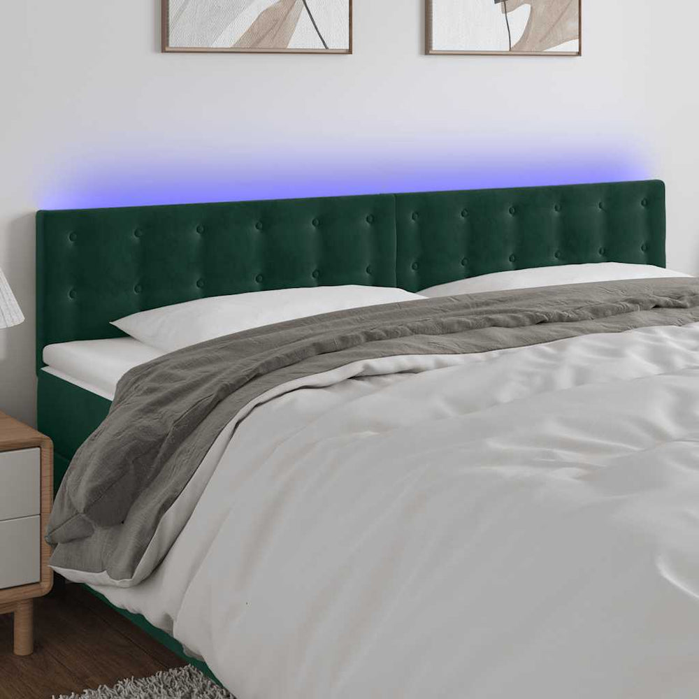 vidaXL Tête de lit LED vert foncé 180x5x78/88 cm Velours