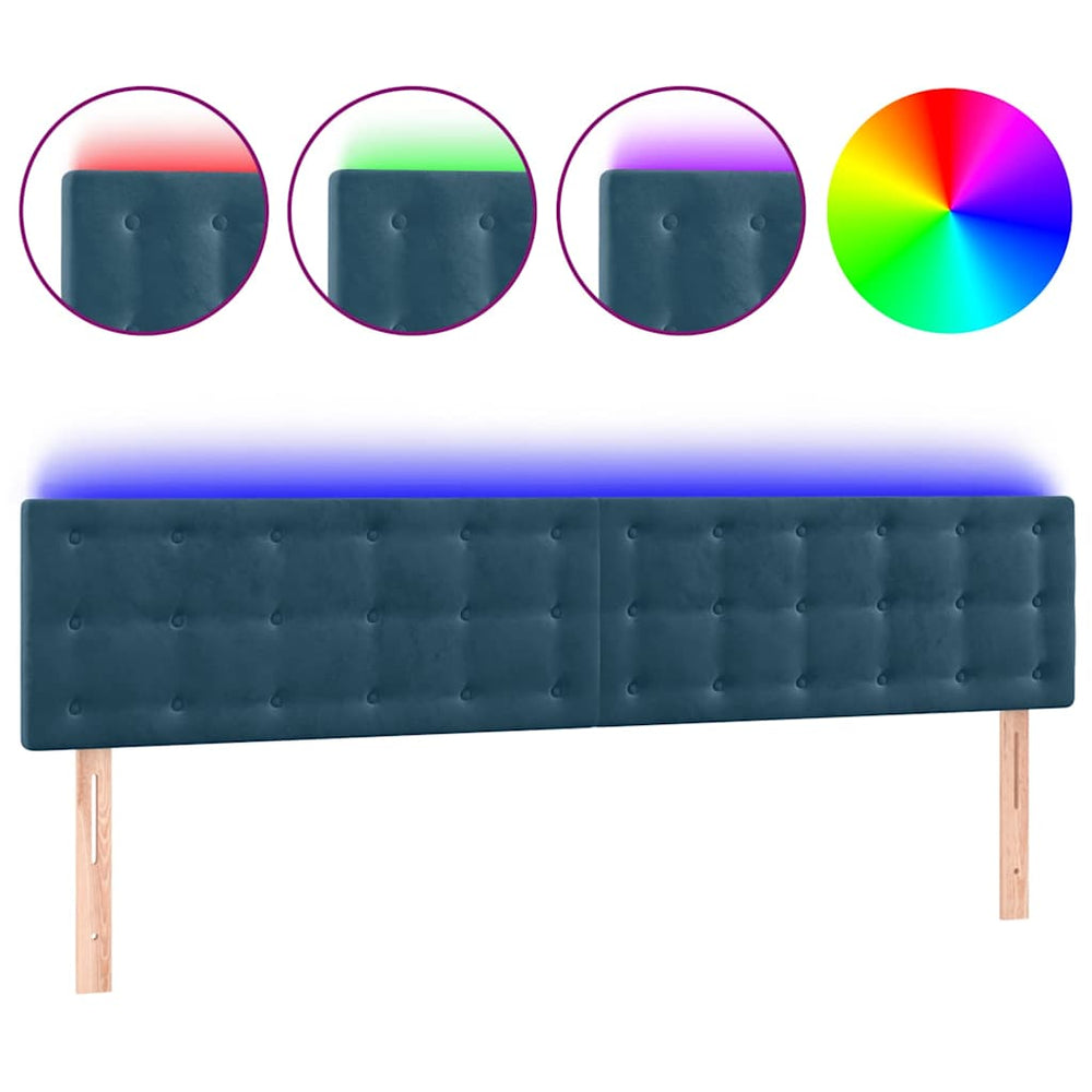 vidaXL Tête de lit à LED Bleu foncé 180x5x78/88 cm Velours