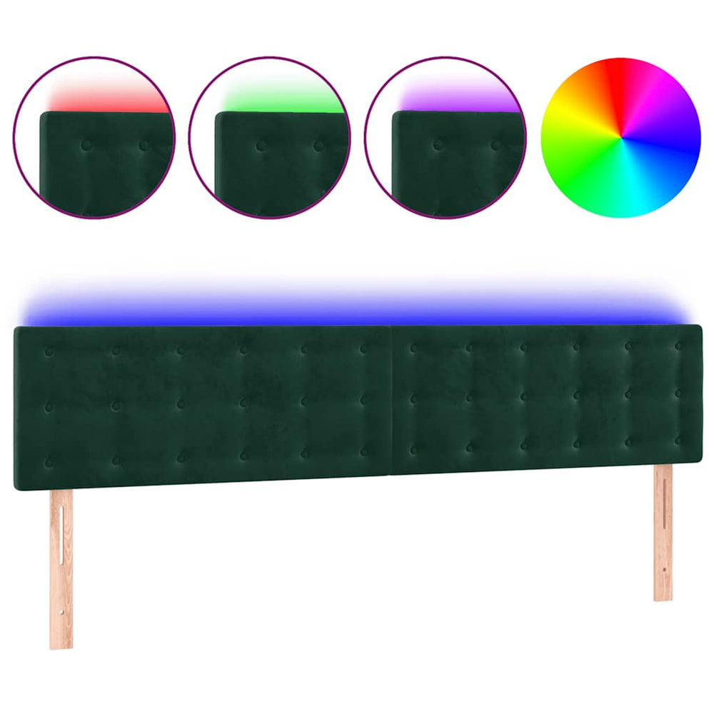 vidaXL Tête de lit à LED vert foncé 200x5x78/88 cm Velours