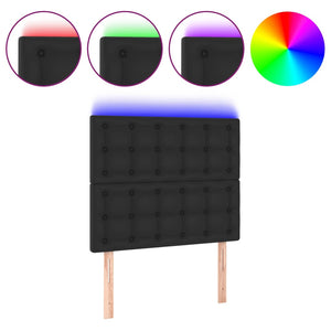 LED Kopfteil Schwarz 80x5x118/128 cm Kunstleder