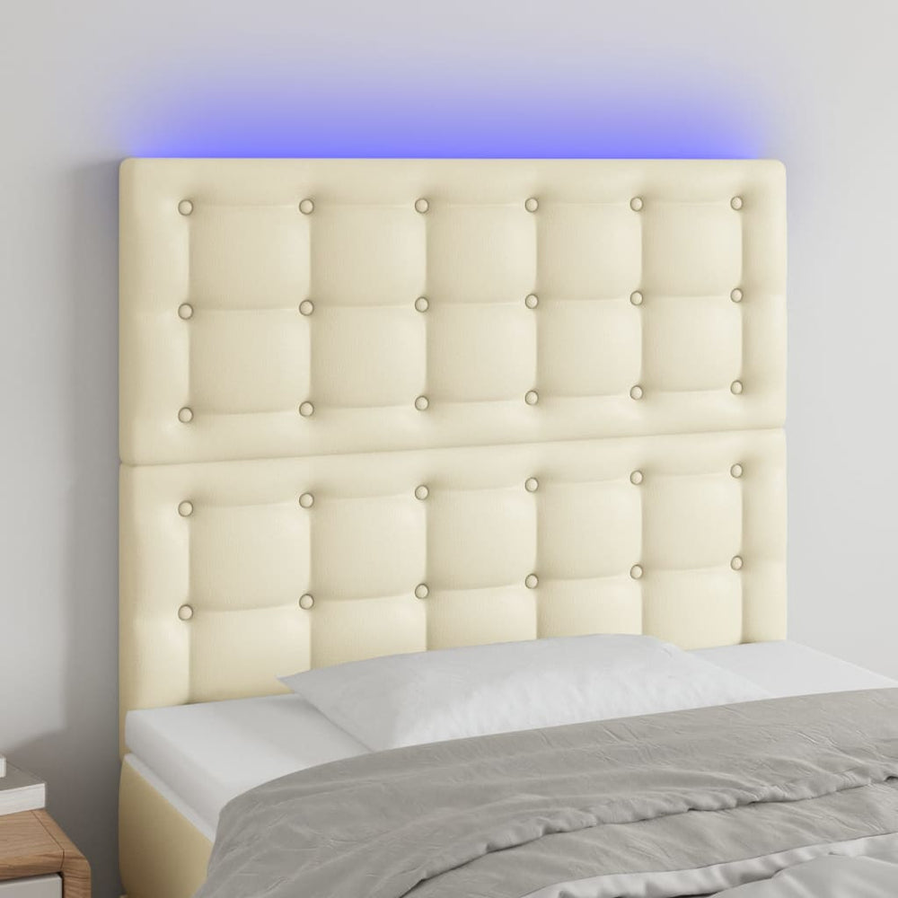 LED Kopfteil Creme 80x5x118/128 cm Kunstleder