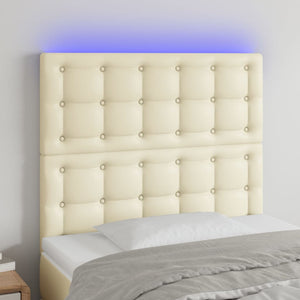 LED Kopfteil Creme 80x5x118/128 cm Kunstleder