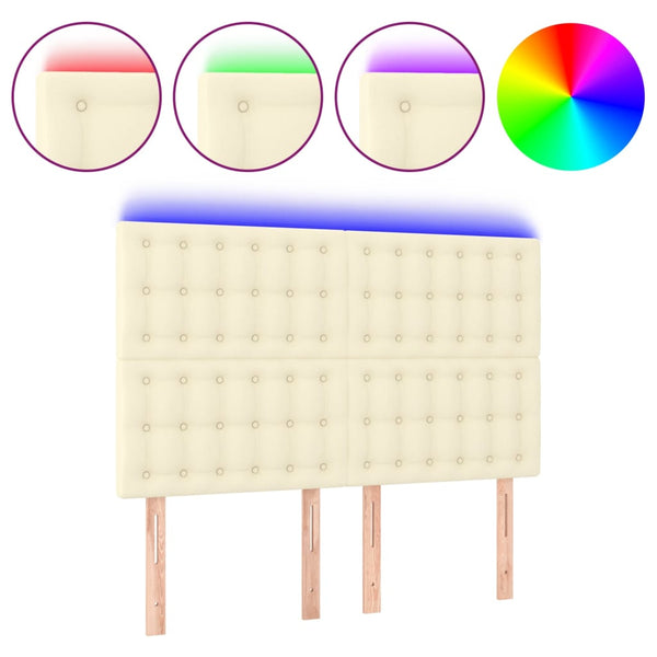 LED Kopfteil Creme 144x5x118/128 cm Kunstleder