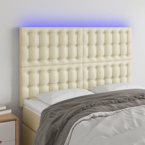 LED Kopfteil Creme 144x5x118/128 cm Kunstleder