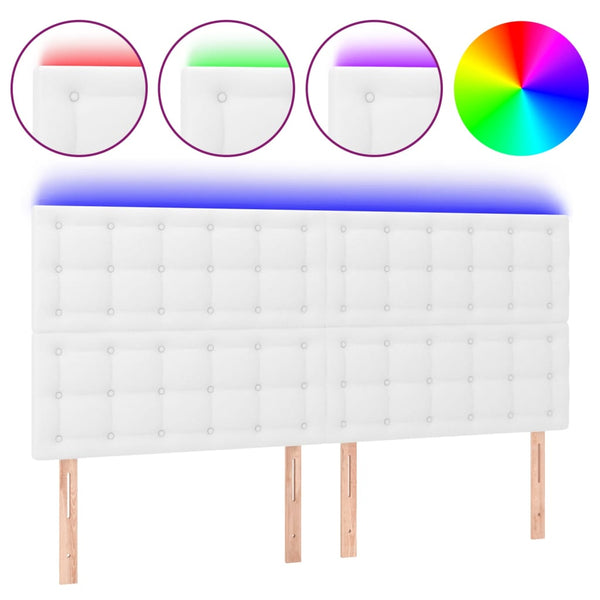 LED Kopfteil Weiß 160x5x118/128 cm Kunstleder
